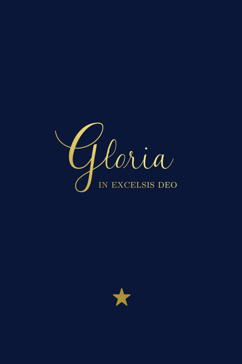 Kerstkaart met Gloria in goudfolie