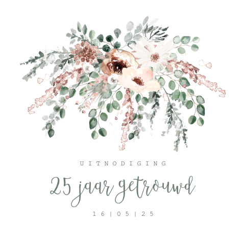 Romantische jubileumkaart met bloemen voor 25 jaar getrouwd