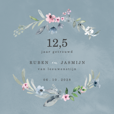 Romantische jubileumkaarten met bloemen voor 12,5 jaar